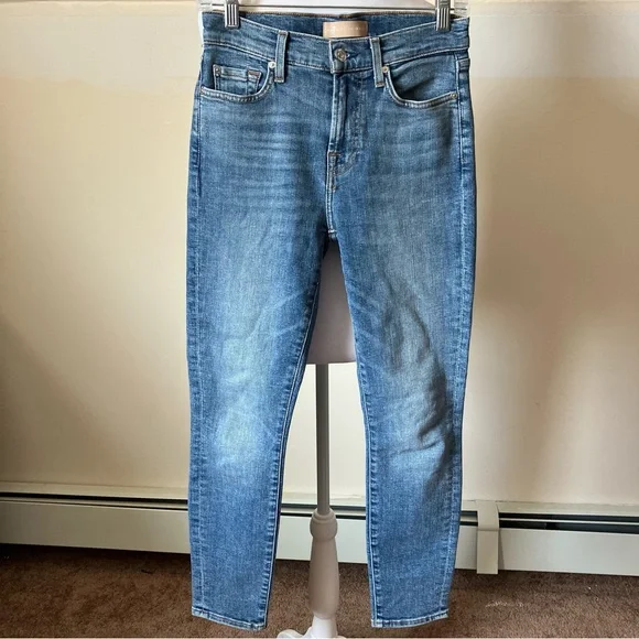 7 For All Mankind Luxe Vintage The Ankle Skinny Denim Jeans size 27 - Picture 3 of 9